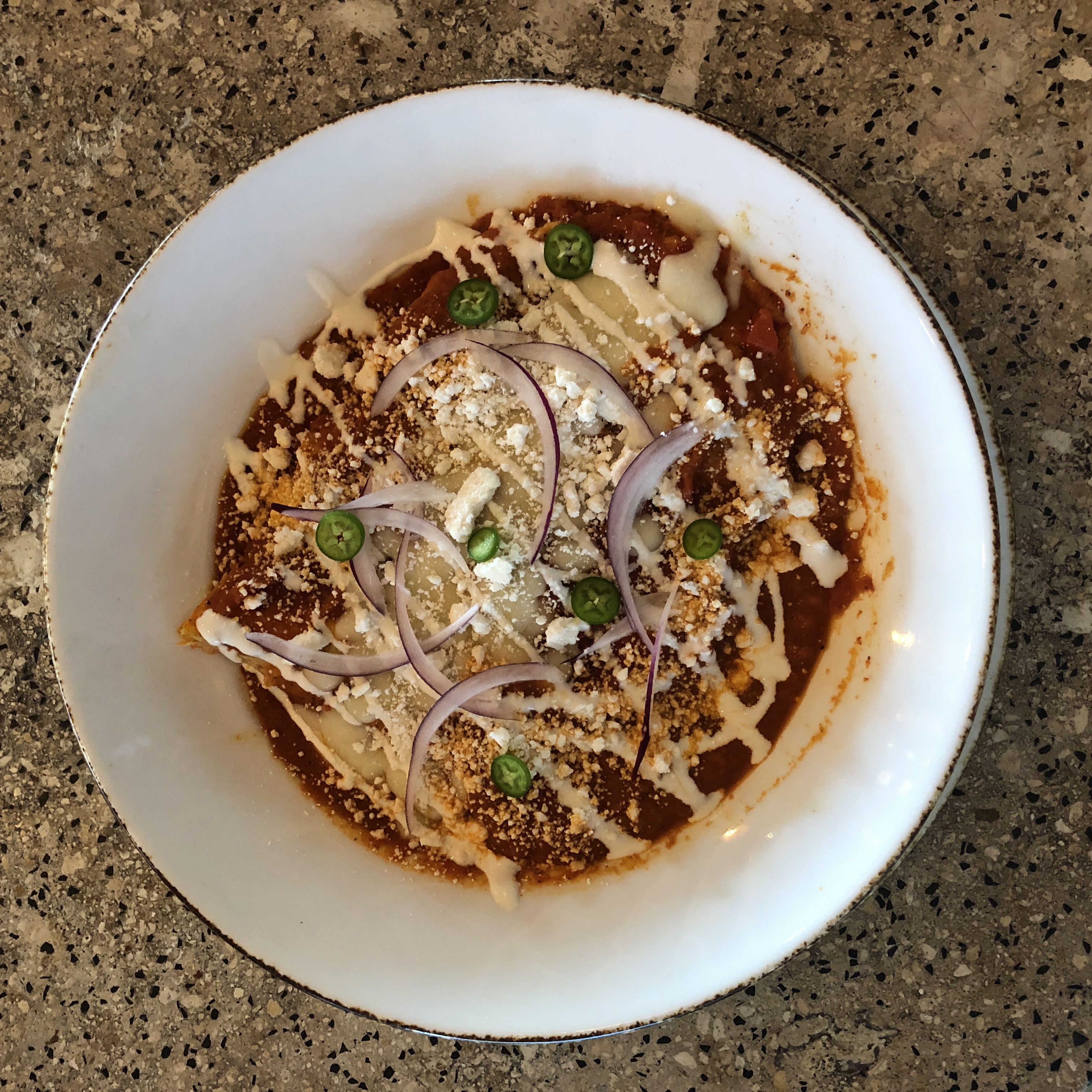 a bowl of food on a counter