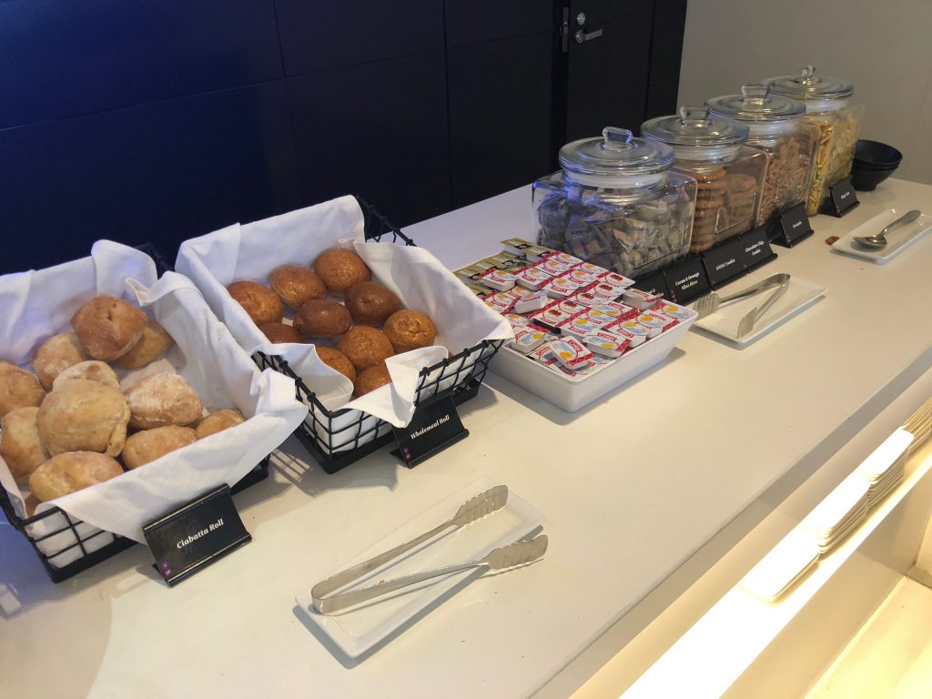 a buffet table with food and snacks