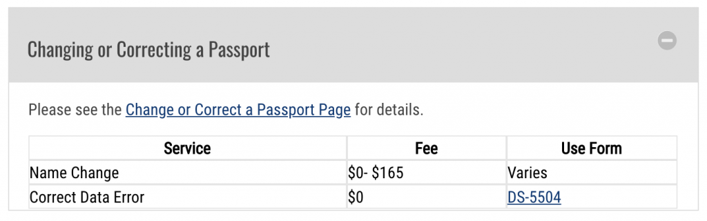 a screen shot of a passport page