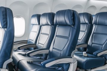 Airplane seats on a Delta flight