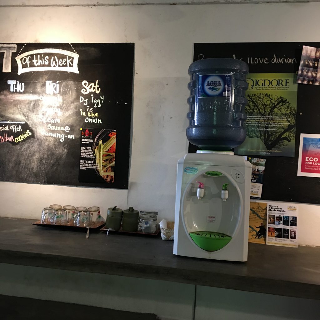 a water cooler on a counter