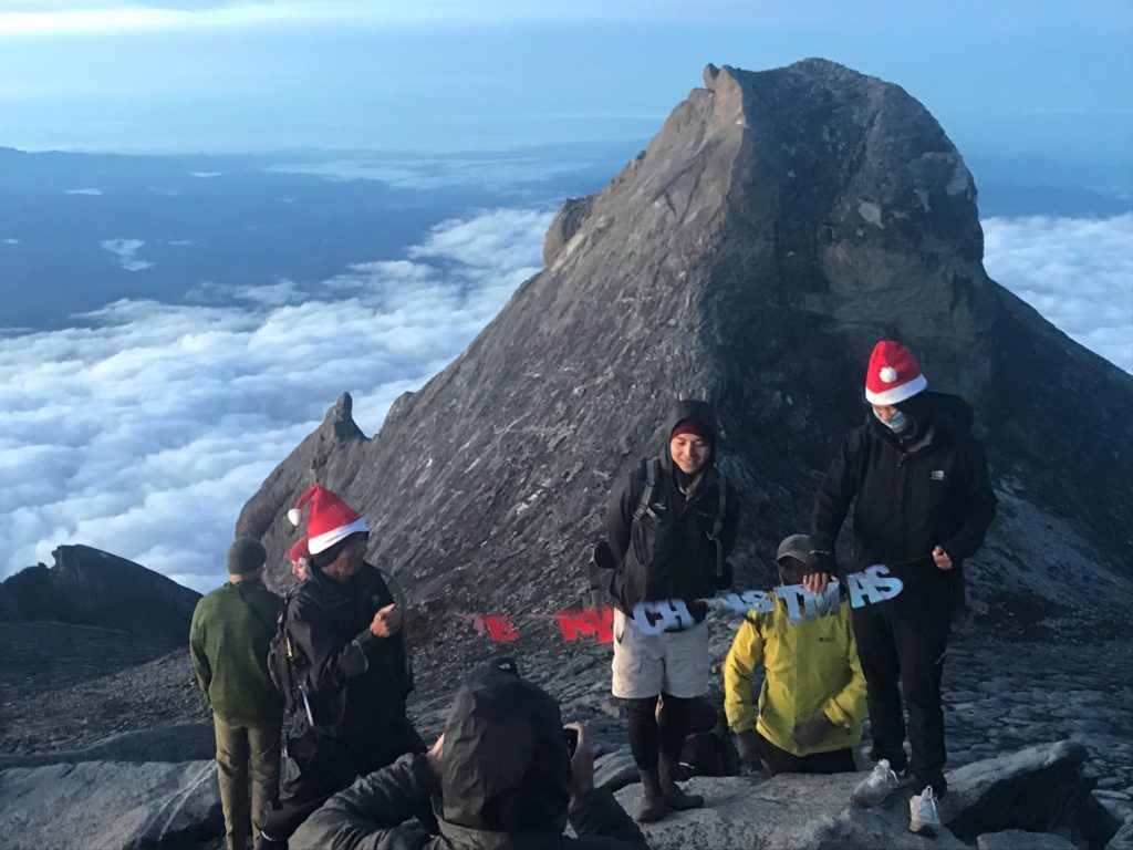 a group of people on a mountain