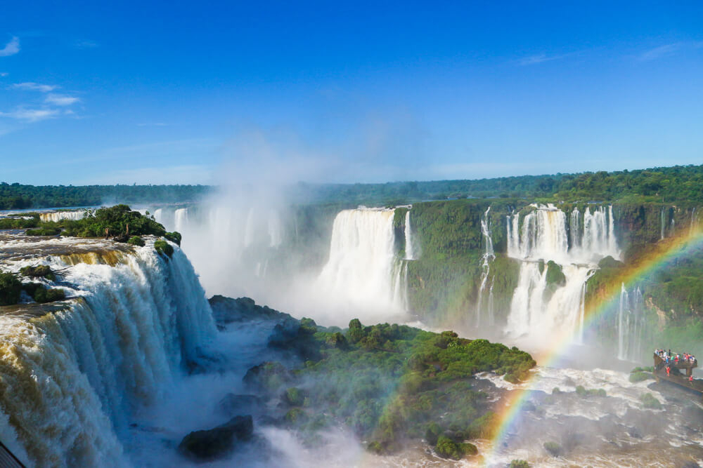 Iguazu Falls with a rainbow