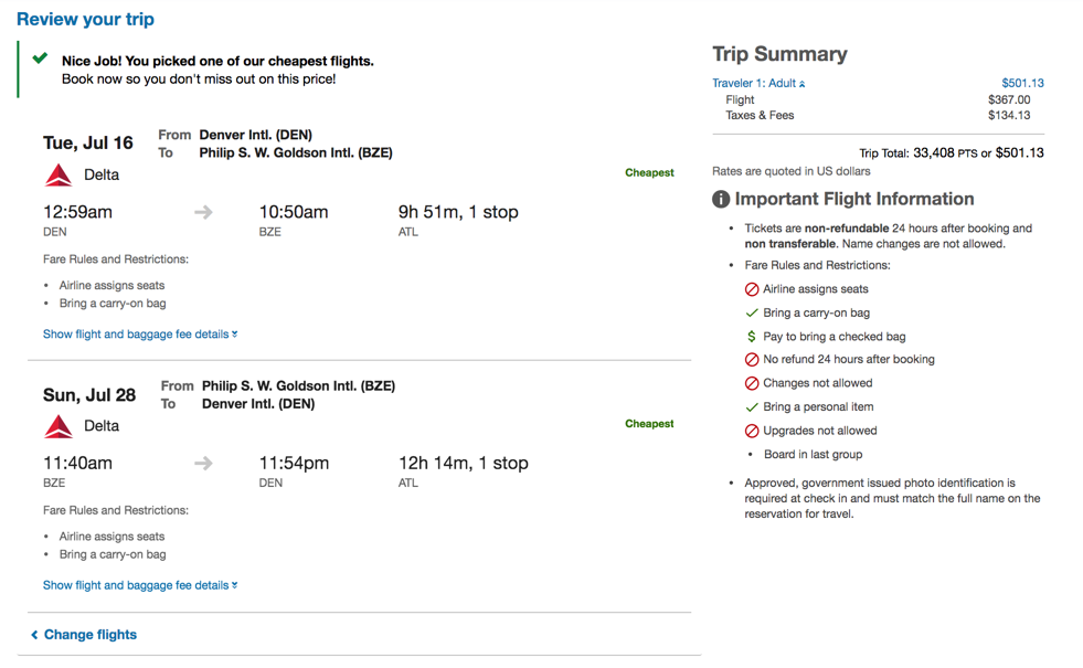 a screenshot of a trip summary