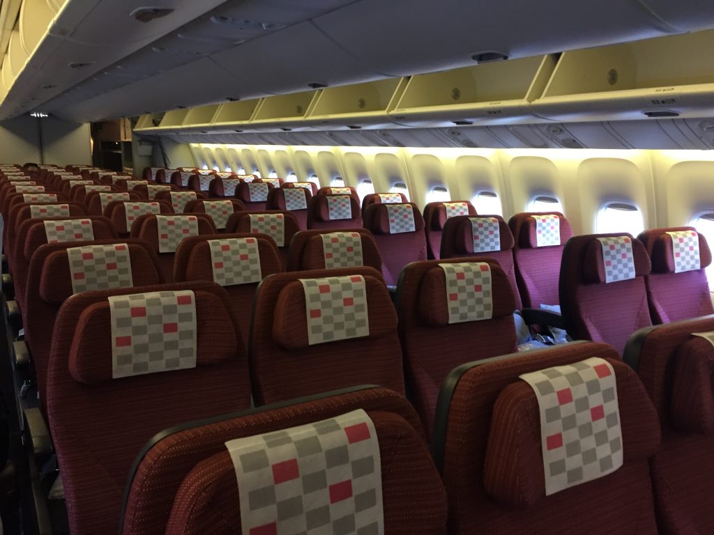 a row of seats on an airplane