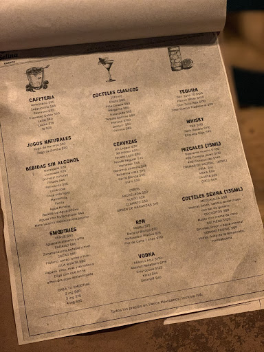 a menu on a paper