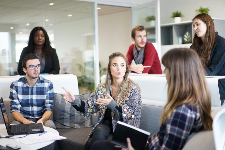 employees in meeting room