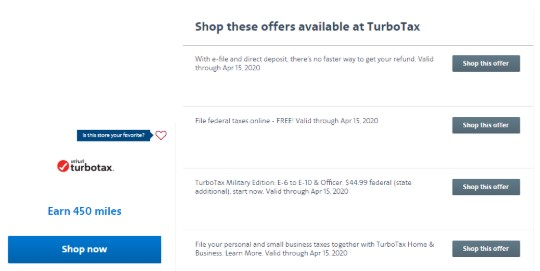 TurboTax's AAdvantage flight miles online tax offer
