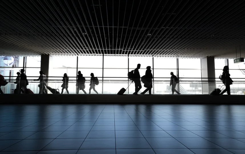 people on airport travel