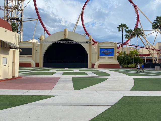 a roller coaster in a park