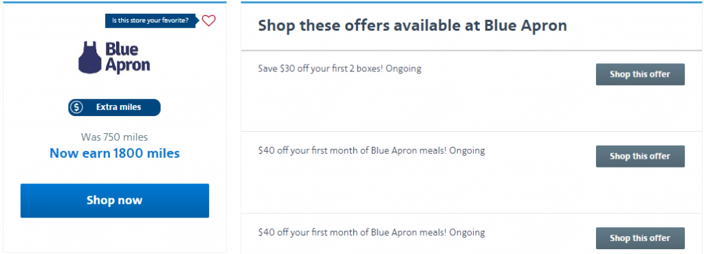 1800 AAdvantage miles offer with Blue Apron