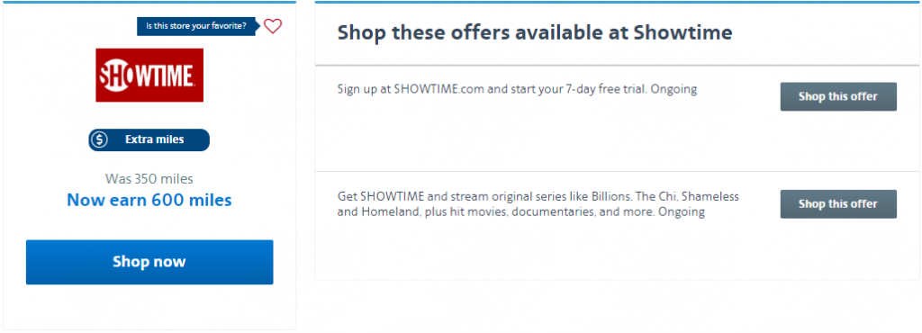 Earn 600 AAdvantage miles with Showtime subscription
