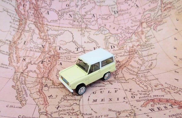 a toy car on a map