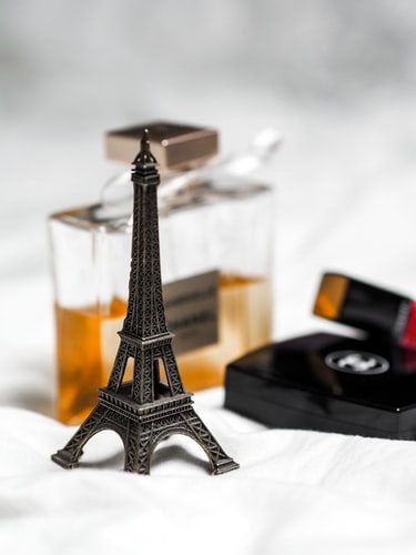 eiffel tower and fragrance in background