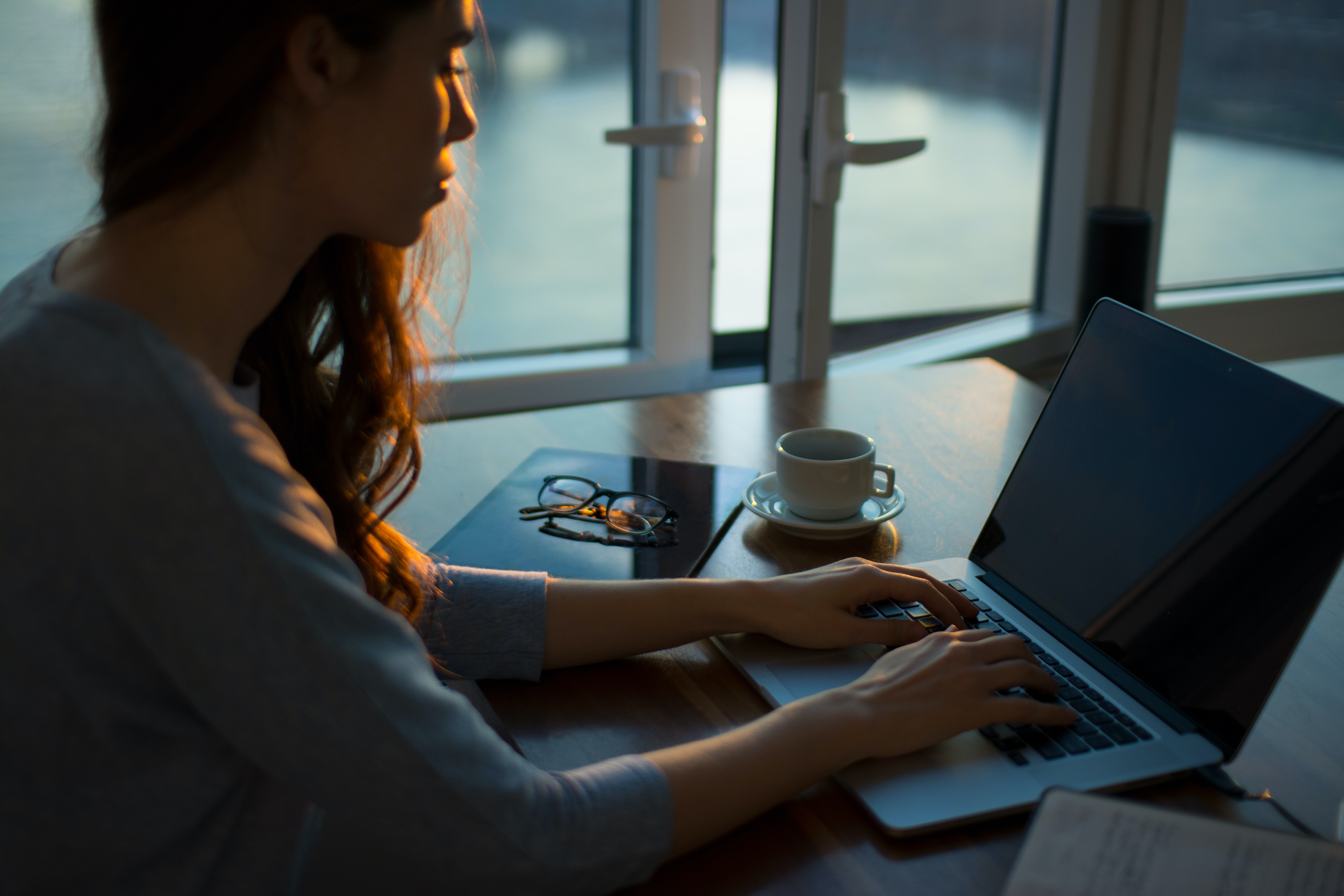 woman working remotely