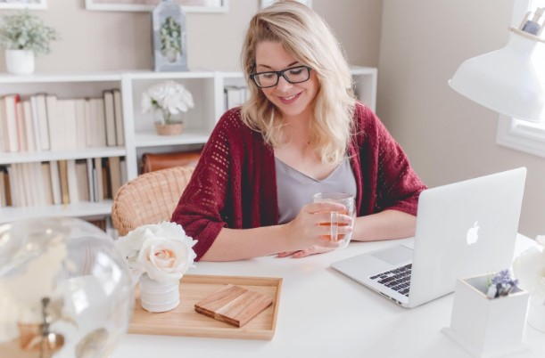 woman working from home