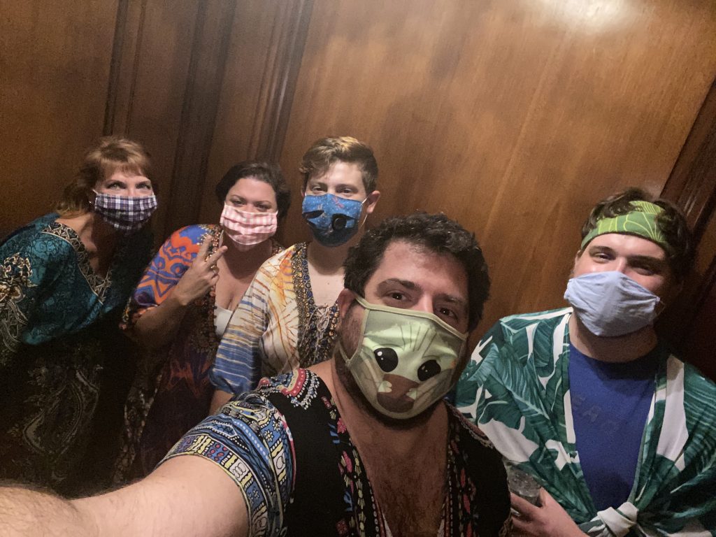 a group of people wearing face masks