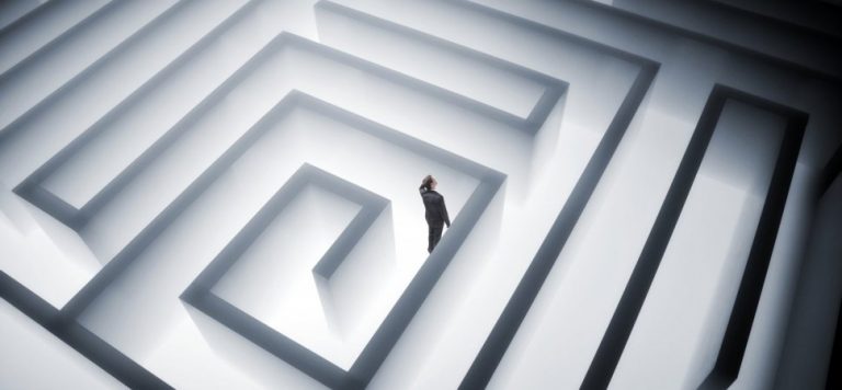 a man standing in a maze