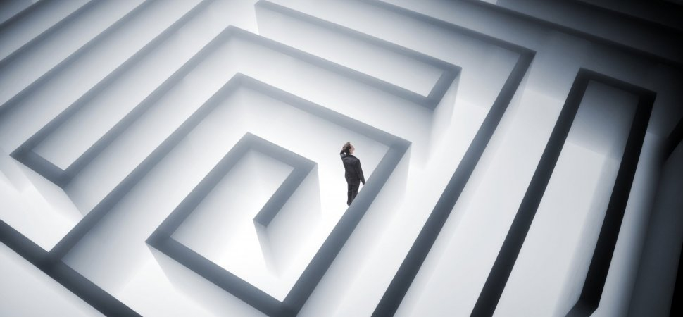 a man standing in a maze