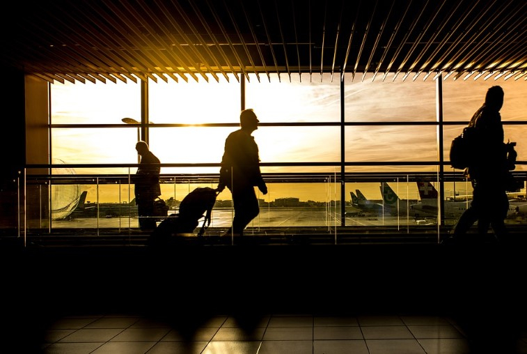 travelers in an airport