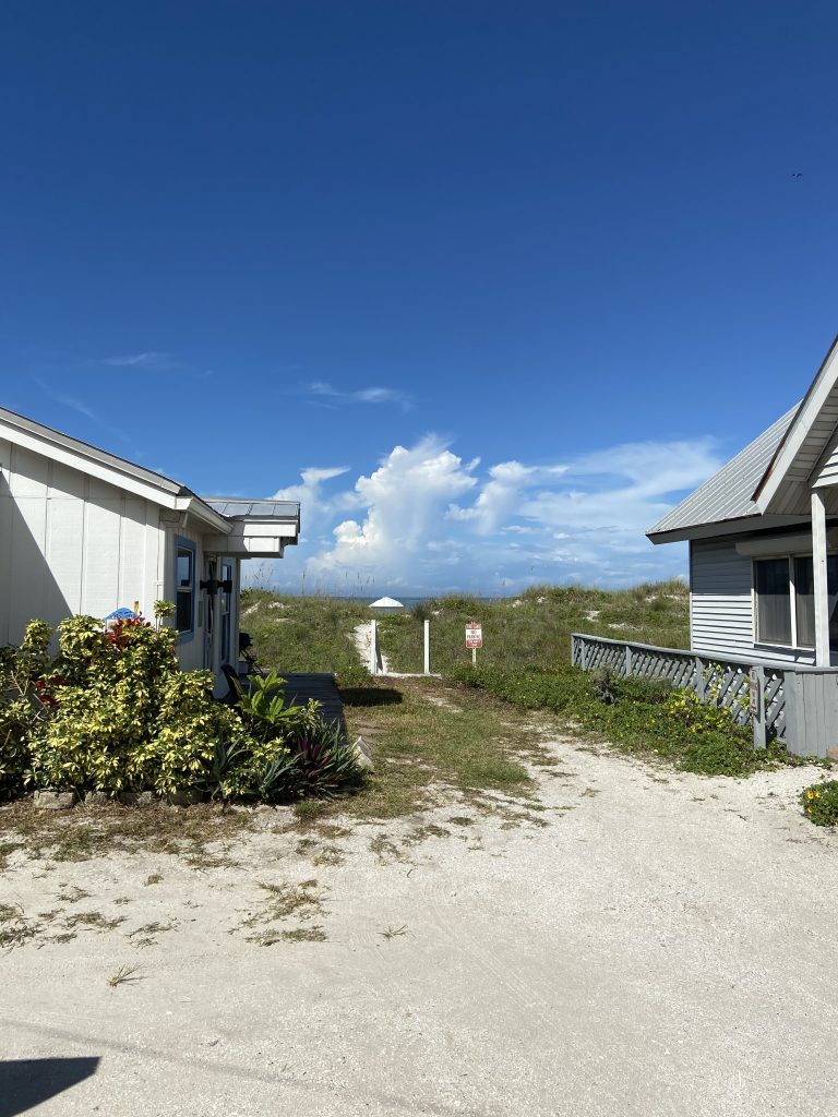 a two houses on a beach