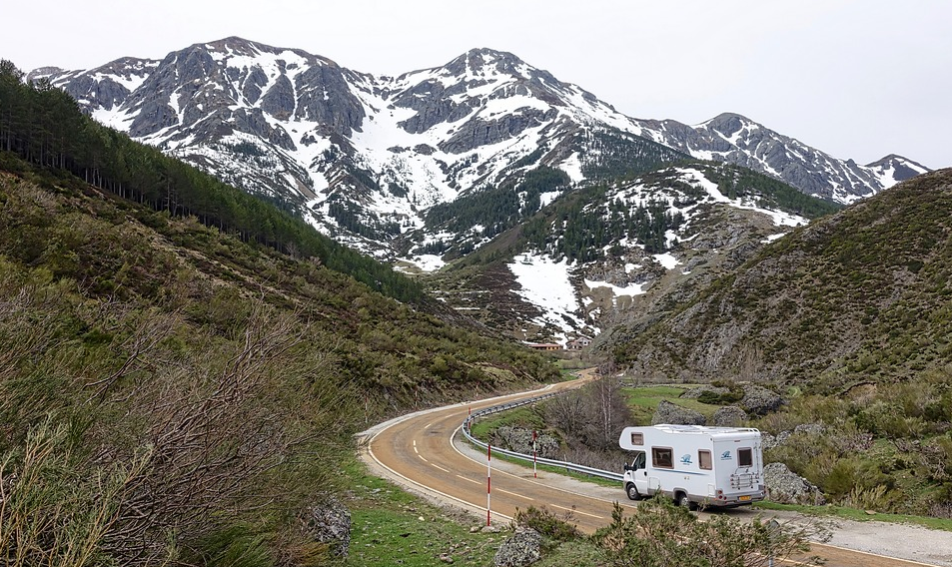 camper van on the road