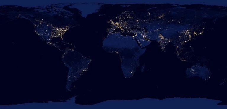 a map of the world at night