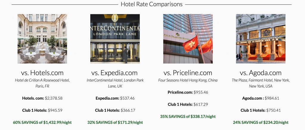 a screenshot of a hotel comparison