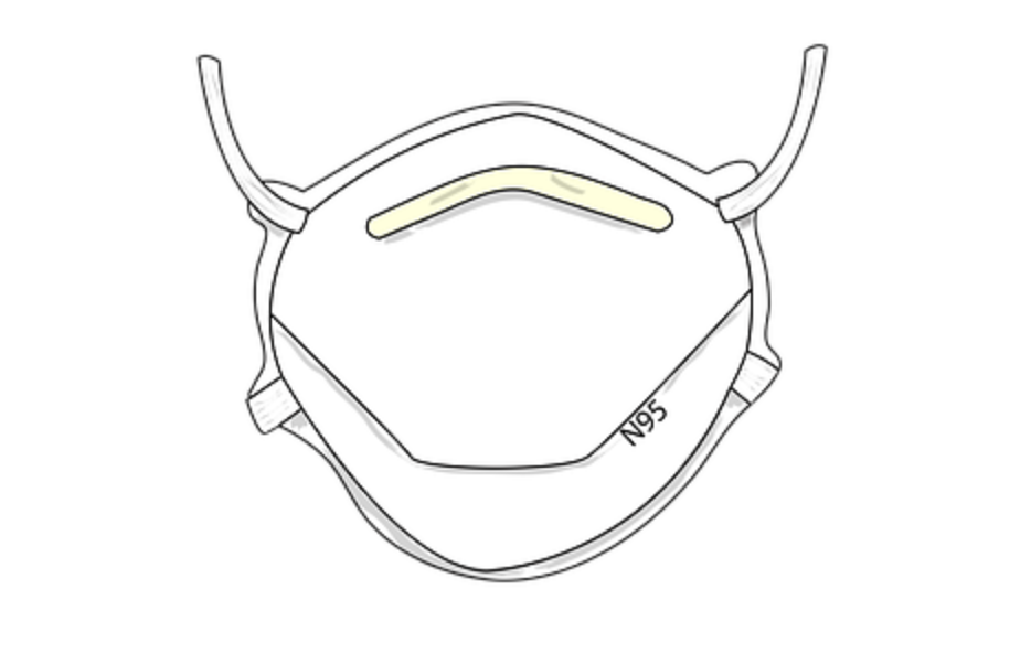 a white face mask with a strap